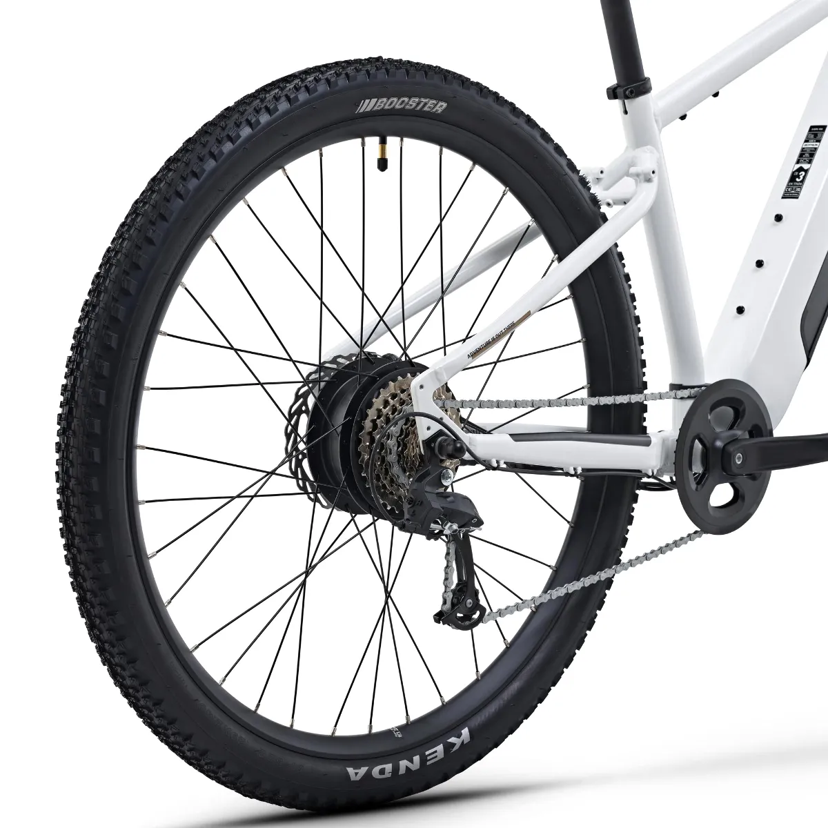 Rear wheel with the hub motor, gears and chain