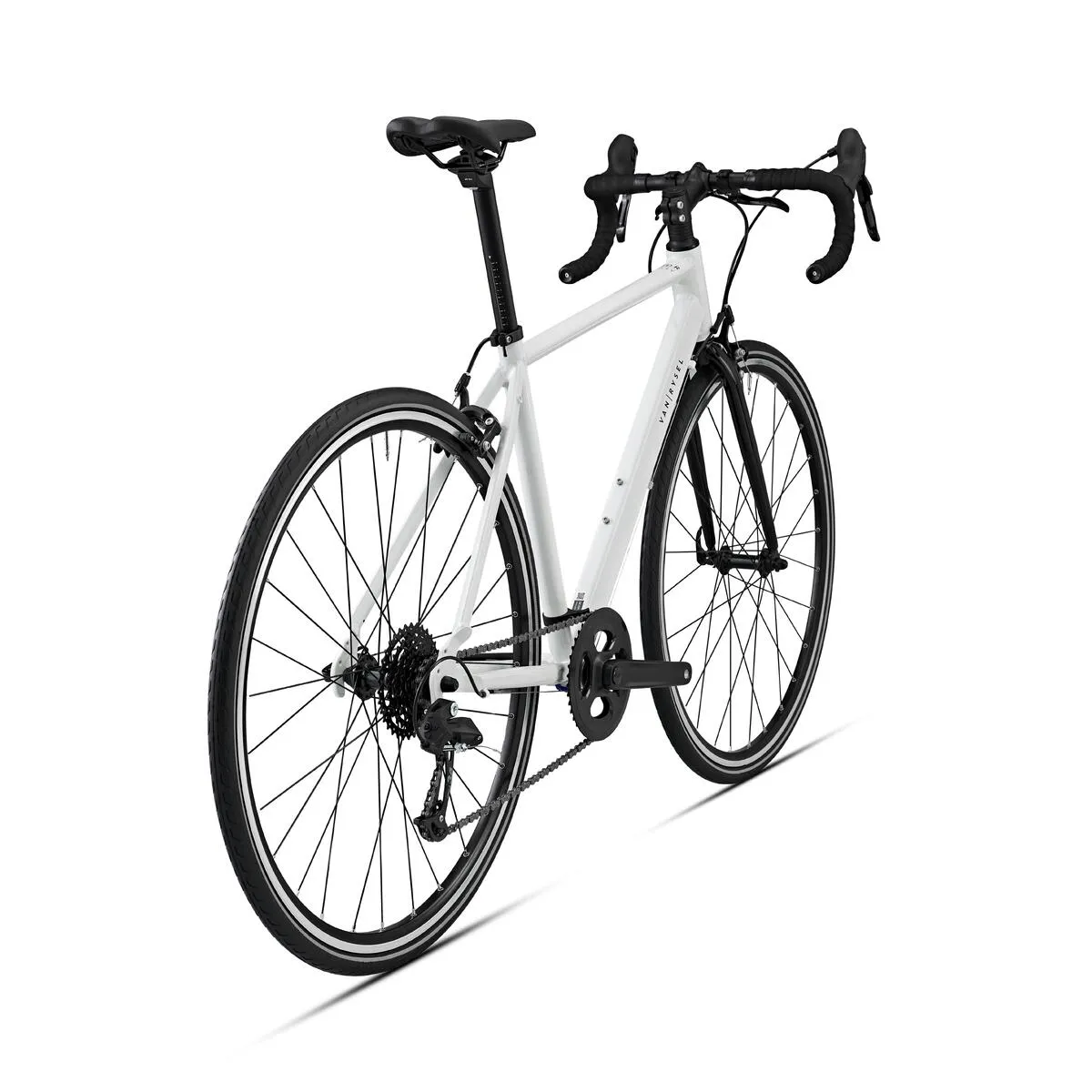 White EDR Easy road bike seen from the rear at an angle