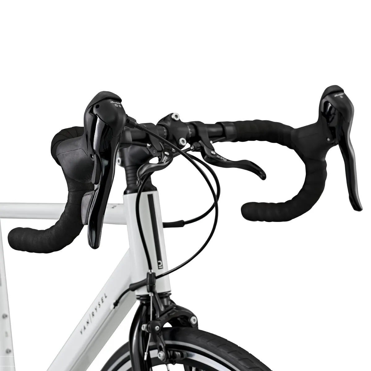 Drop handlebar with Microshift controls and secondary brake levers